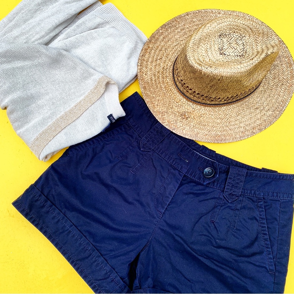 ANN TAYLOR shorts navy size 4 cargo cuffed short casual safari style cotton